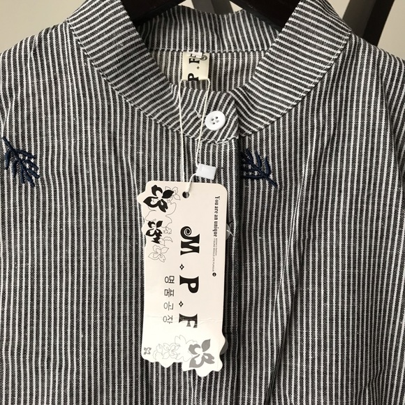 MPF Tops - Lightweight embroidered striped shirt